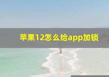 苹果12怎么给app加锁