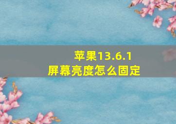 苹果13.6.1屏幕亮度怎么固定