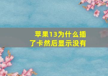 苹果13为什么插了卡然后显示没有