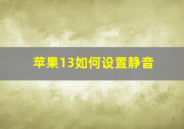 苹果13如何设置静音