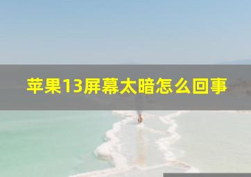 苹果13屏幕太暗怎么回事