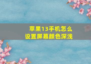 苹果13手机怎么设置屏幕颜色深浅