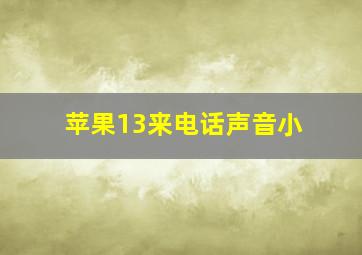 苹果13来电话声音小