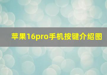 苹果16pro手机按键介绍图