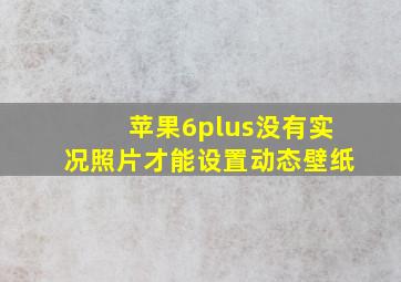 苹果6plus没有实况照片才能设置动态壁纸