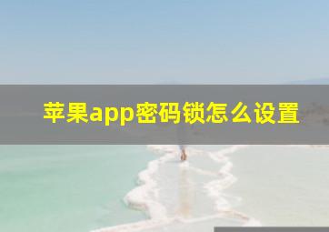 苹果app密码锁怎么设置