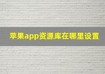 苹果app资源库在哪里设置