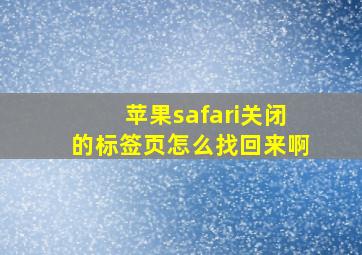 苹果safari关闭的标签页怎么找回来啊