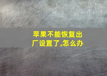 苹果不能恢复出厂设置了,怎么办