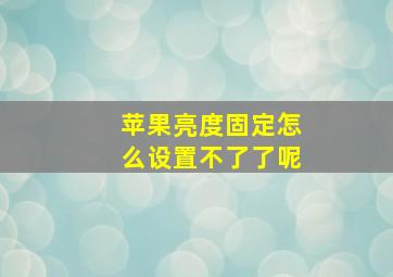 苹果亮度固定怎么设置不了了呢