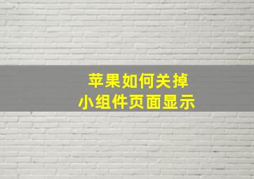 苹果如何关掉小组件页面显示