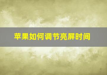 苹果如何调节亮屏时间