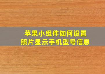 苹果小组件如何设置照片显示手机型号信息