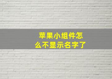 苹果小组件怎么不显示名字了