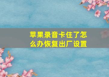 苹果录音卡住了怎么办恢复出厂设置