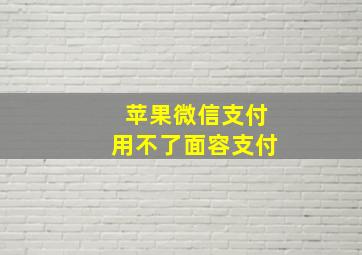 苹果微信支付用不了面容支付