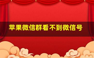 苹果微信群看不到微信号