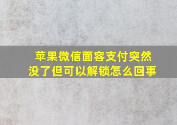 苹果微信面容支付突然没了但可以解锁怎么回事