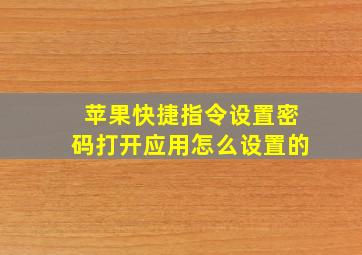 苹果快捷指令设置密码打开应用怎么设置的