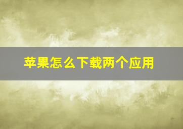 苹果怎么下载两个应用