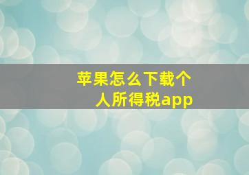 苹果怎么下载个人所得税app