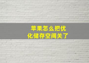 苹果怎么把优化储存空间关了