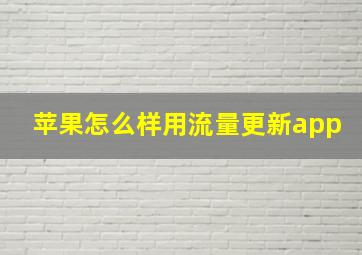 苹果怎么样用流量更新app