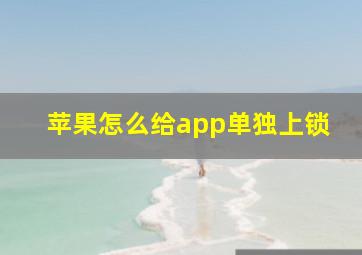 苹果怎么给app单独上锁