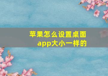 苹果怎么设置桌面app大小一样的