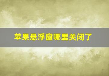 苹果悬浮窗哪里关闭了