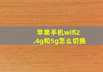 苹果手机wifi2.4g和5g怎么切换