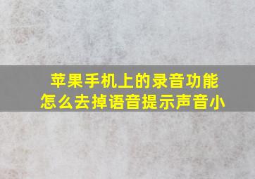 苹果手机上的录音功能怎么去掉语音提示声音小