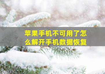 苹果手机不可用了怎么解开手机数据恢复