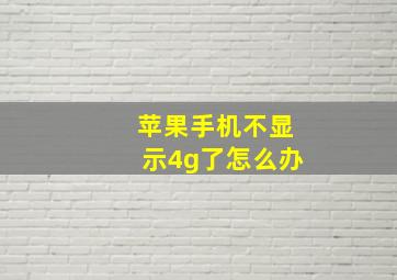 苹果手机不显示4g了怎么办