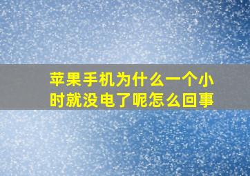 苹果手机为什么一个小时就没电了呢怎么回事