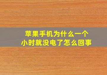 苹果手机为什么一个小时就没电了怎么回事