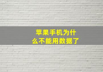 苹果手机为什么不能用数据了