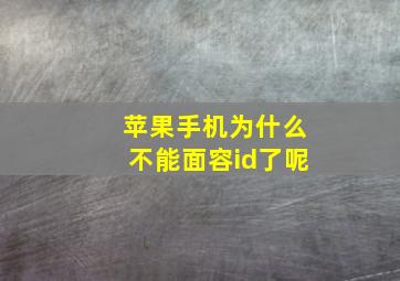 苹果手机为什么不能面容id了呢