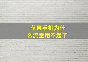 苹果手机为什么流量用不起了