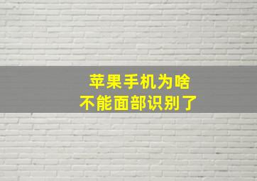 苹果手机为啥不能面部识别了