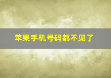 苹果手机号码都不见了