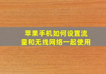 苹果手机如何设置流量和无线网络一起使用