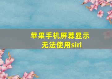 苹果手机屏幕显示无法使用siri