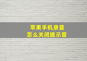 苹果手机录音怎么关闭提示音