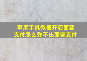 苹果手机微信开启面容支付怎么弹不出面容支付