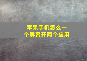 苹果手机怎么一个屏幕开两个应用