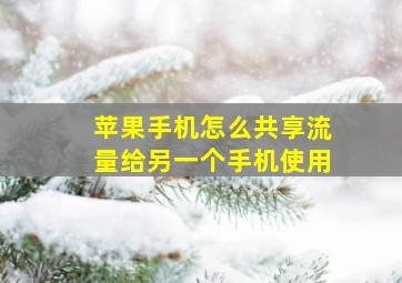 苹果手机怎么共享流量给另一个手机使用