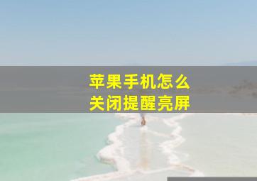 苹果手机怎么关闭提醒亮屏