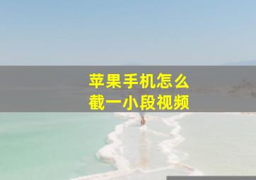 苹果手机怎么截一小段视频