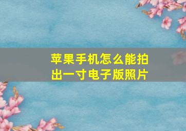 苹果手机怎么能拍出一寸电子版照片